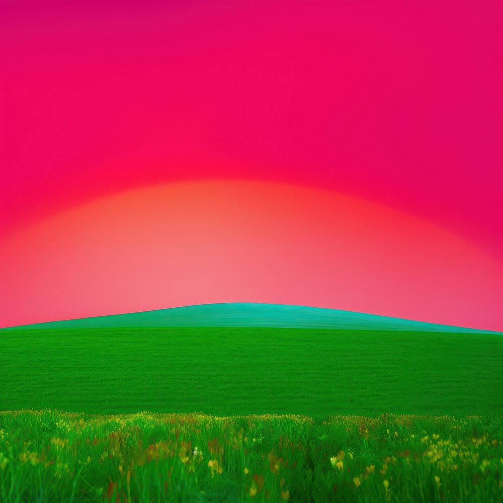Photo of rainbow landscape field green.