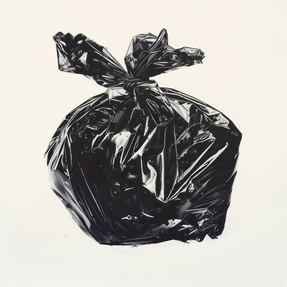 Shiny black garbage drawing plastic sketch.