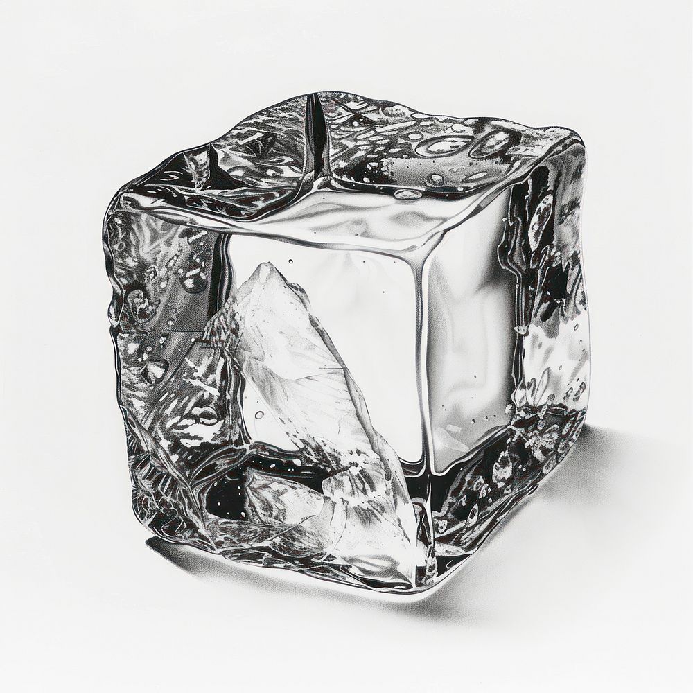 Shiny ice cube silver monochrome lighting.