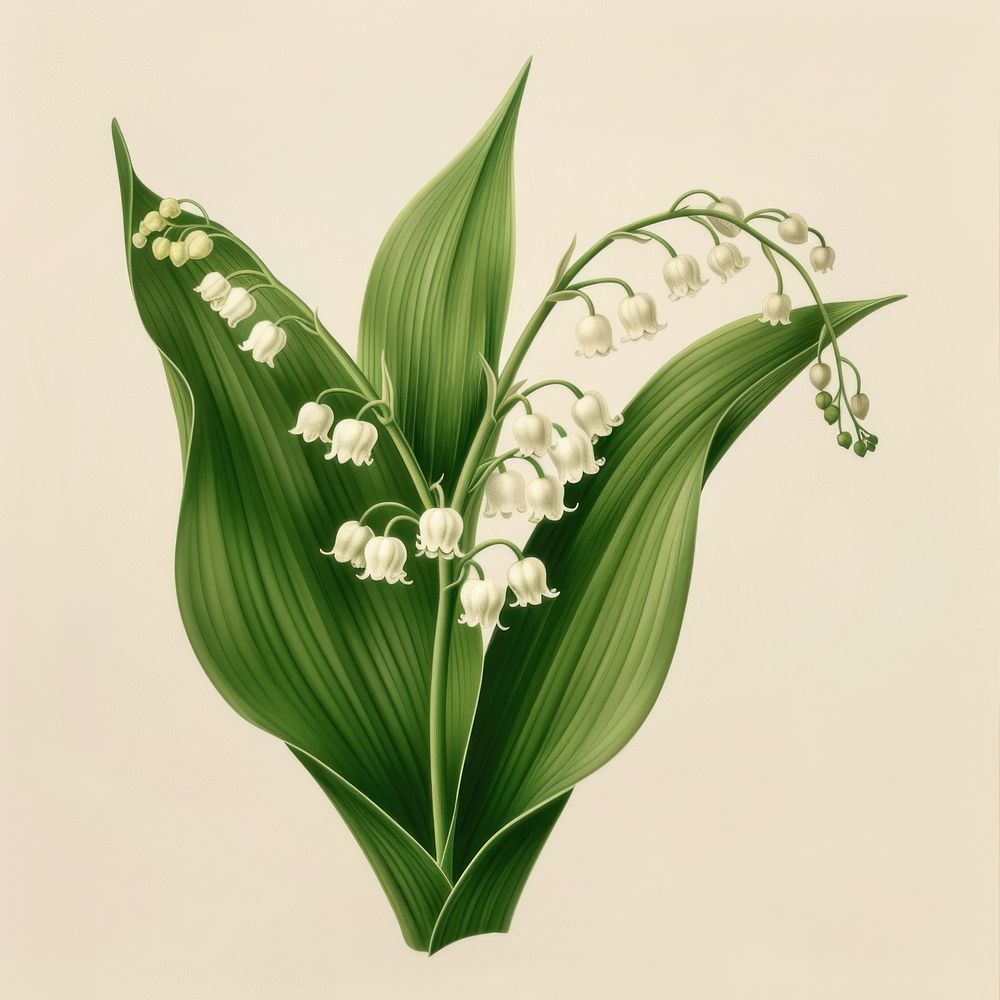 Shiny lily of the valley flower plant leaf.