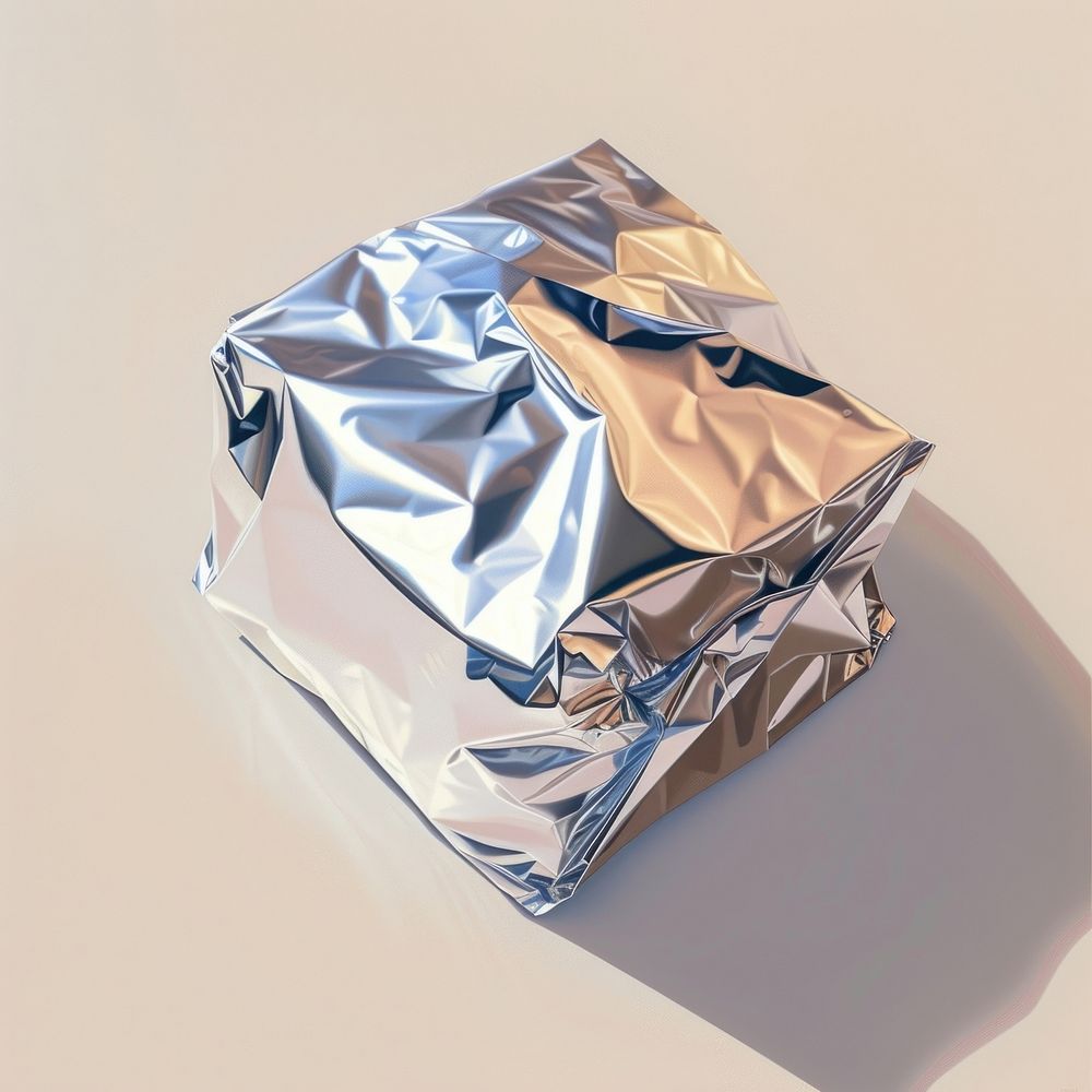 Shiny package foil aluminium crumpled.