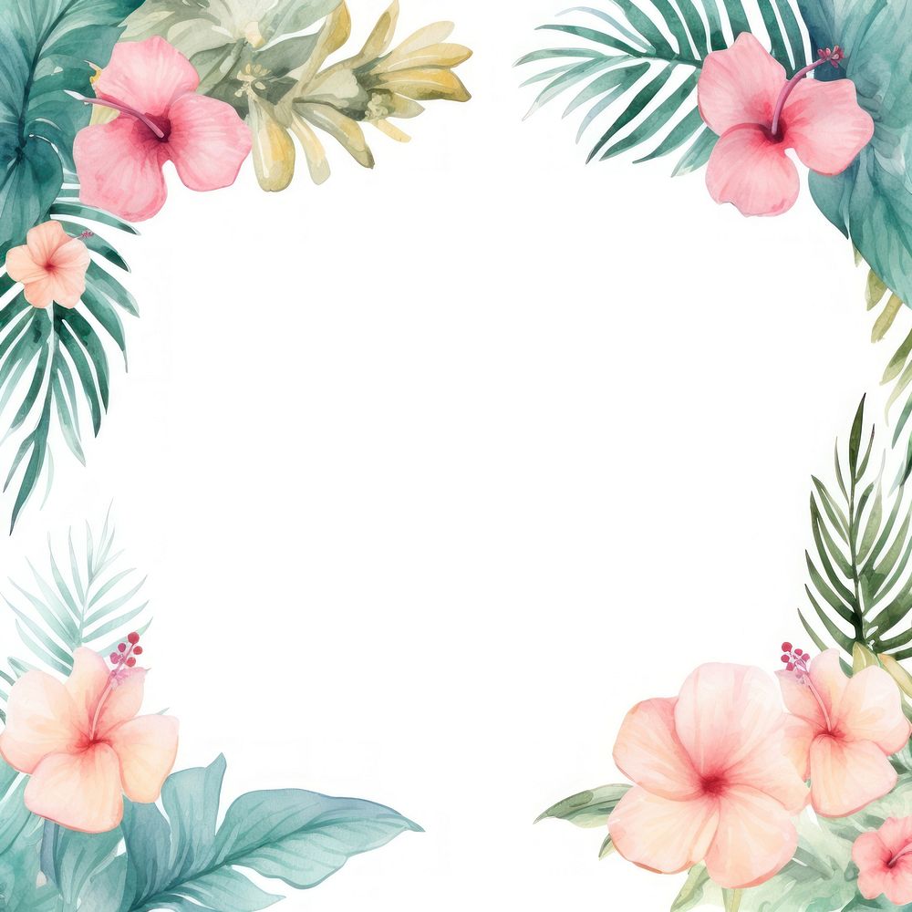Tropical flower frame border backgrounds pattern wreath.