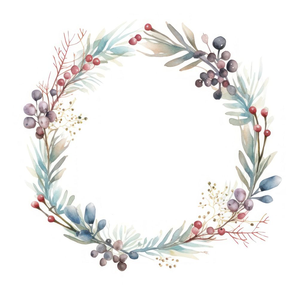 Winter wreath border pattern white background celebration.
