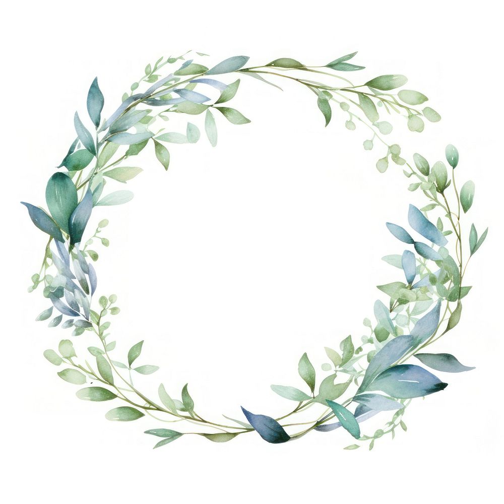 Wreath ribbon border pattern plant white background.
