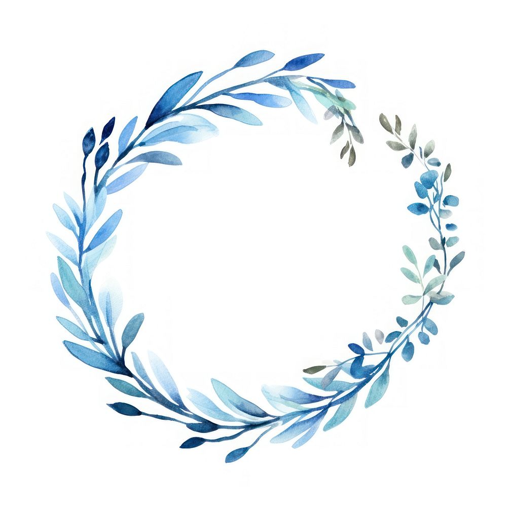 Blue wreath of ribbon border pattern white background graphics.