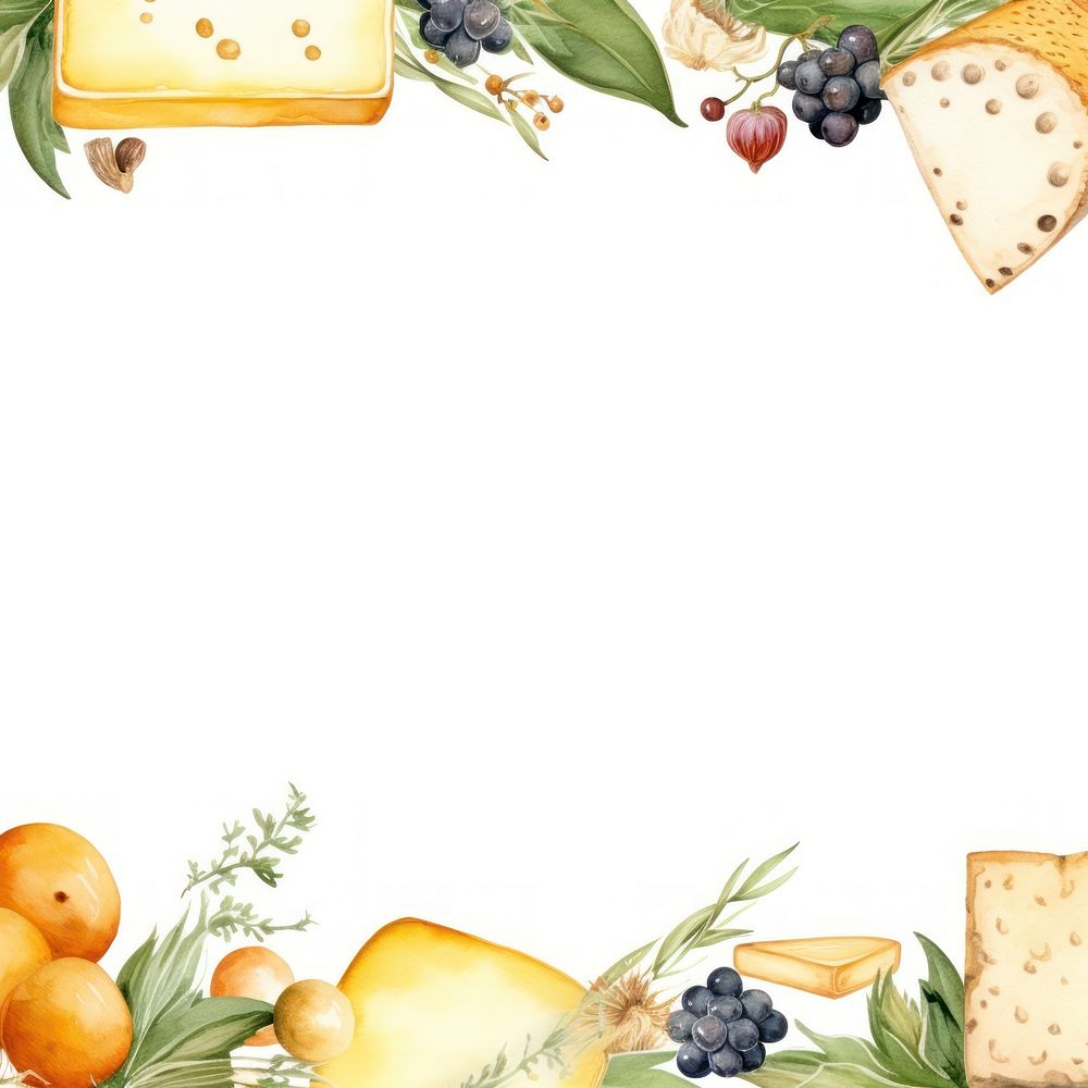 Cheeses border frame fruit plant food.