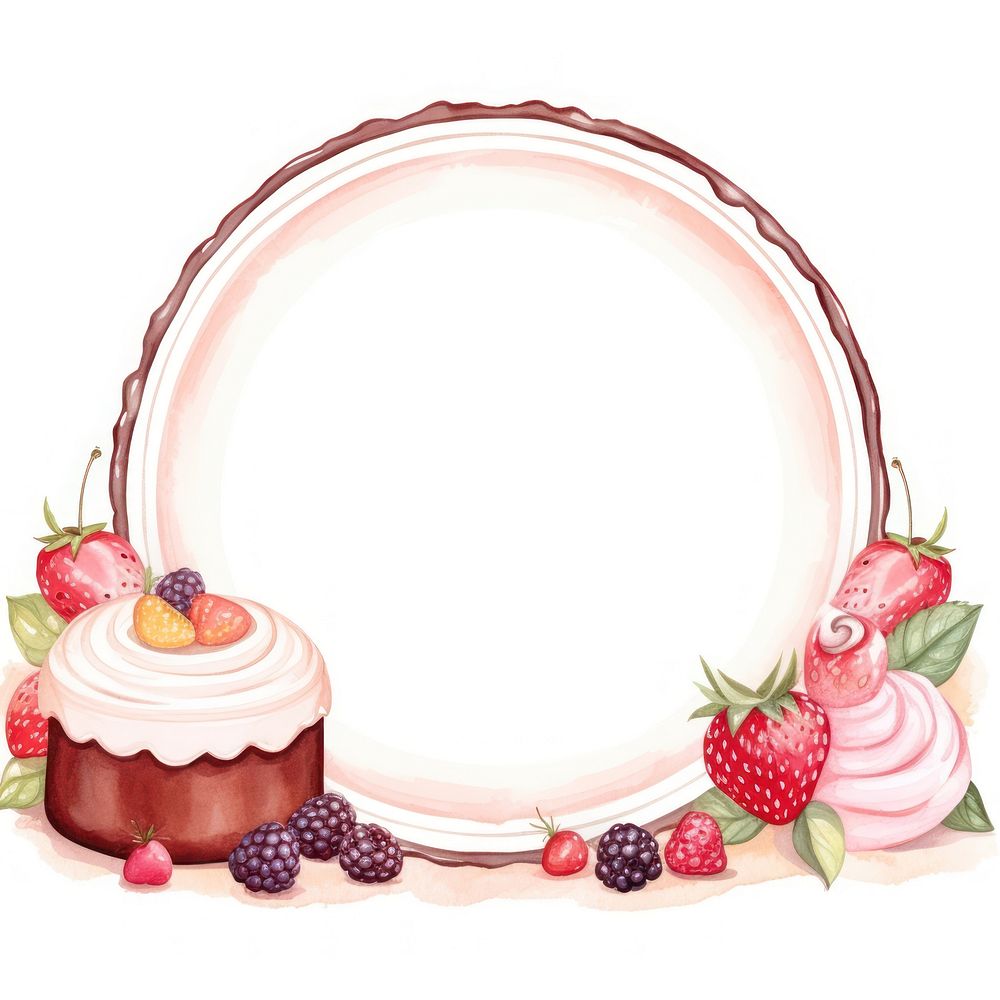 Dessert border frame raspberry circle cream.