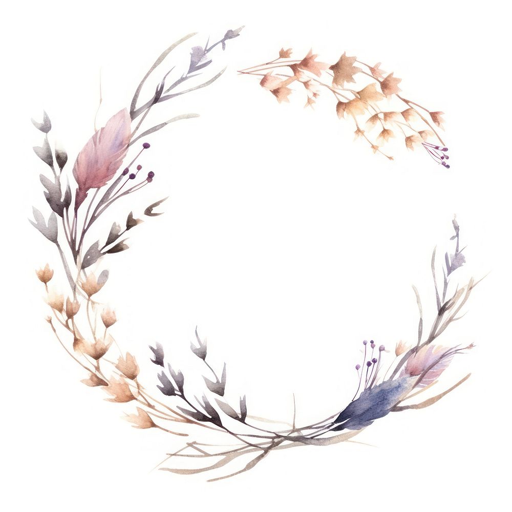 Dried flower wreath border pattern white background fragility.