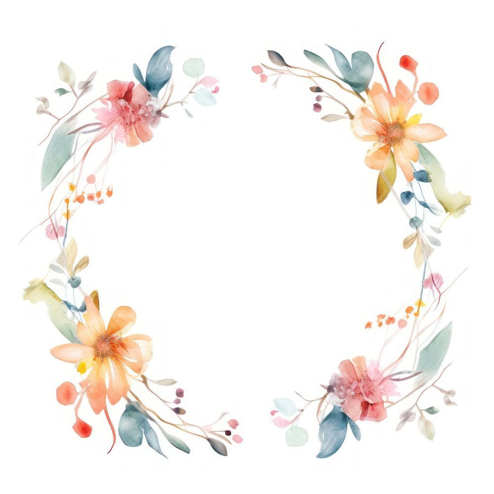 Flower frame border pattern wreath white background.