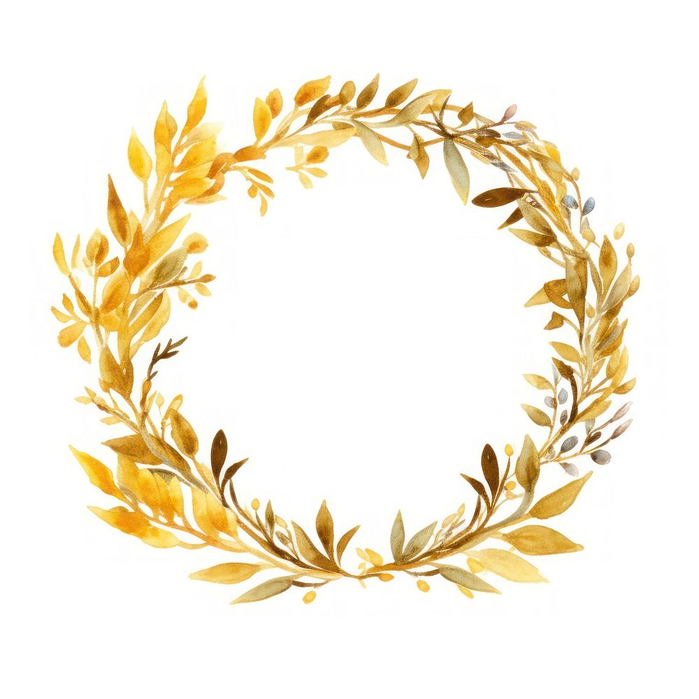 Golden wreath border pattern white background graphics.