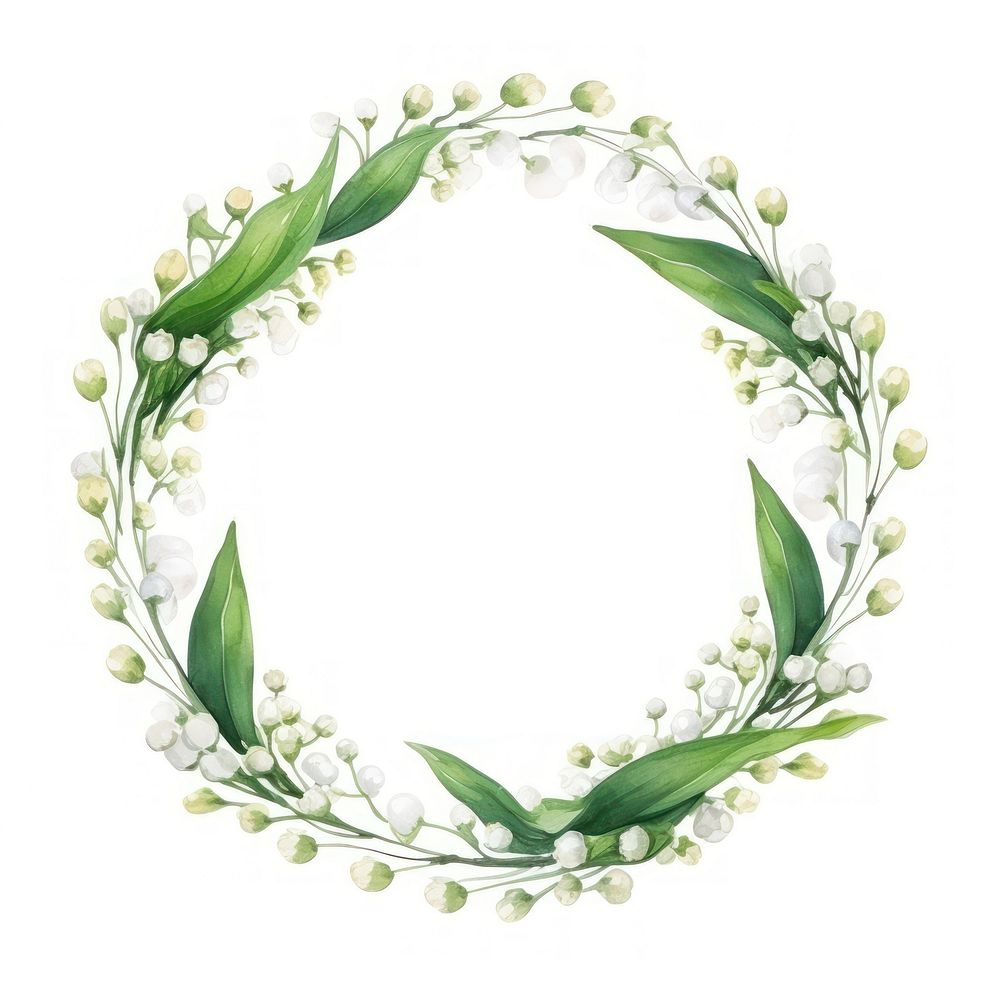 Lily of valley wreath border flower plant white background.