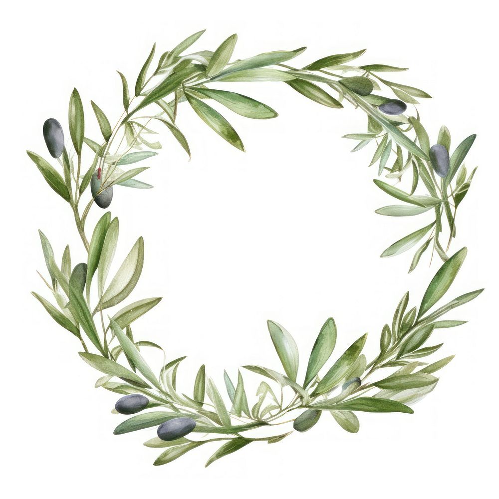 Olive branch wreath border plant herbs leaf.