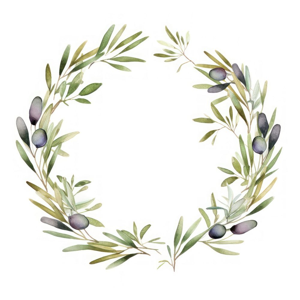 Olive branch wreath border plant white background freshness.