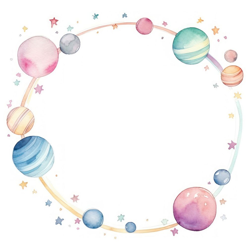 Planets frame border circle space white background.