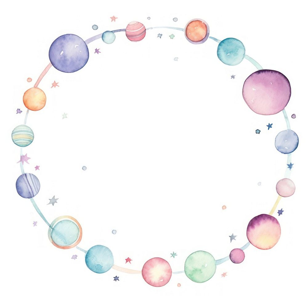 Planets frame border circle space white background.