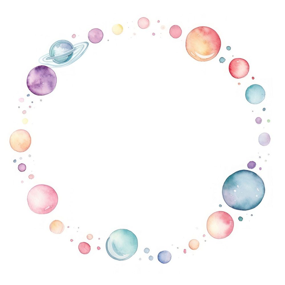 Planets frame border circle bubble space.
