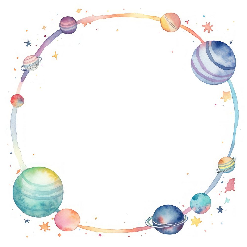 Planets frame border space circle white background.