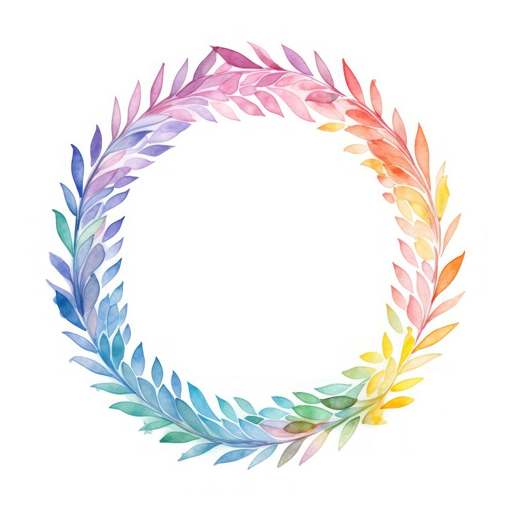 Rainbow wreath ribbon border pattern white background accessories.