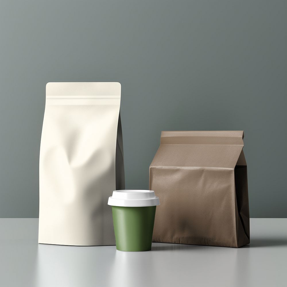 Coffee bean bag & disposable cup