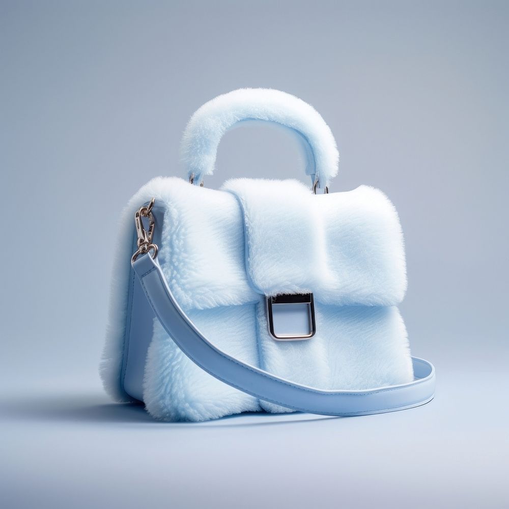 Baby blue faux-shearling bag handbag winter white.