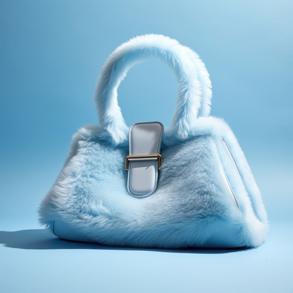 Baby blue faux-shearling bag handbag white accessories.
