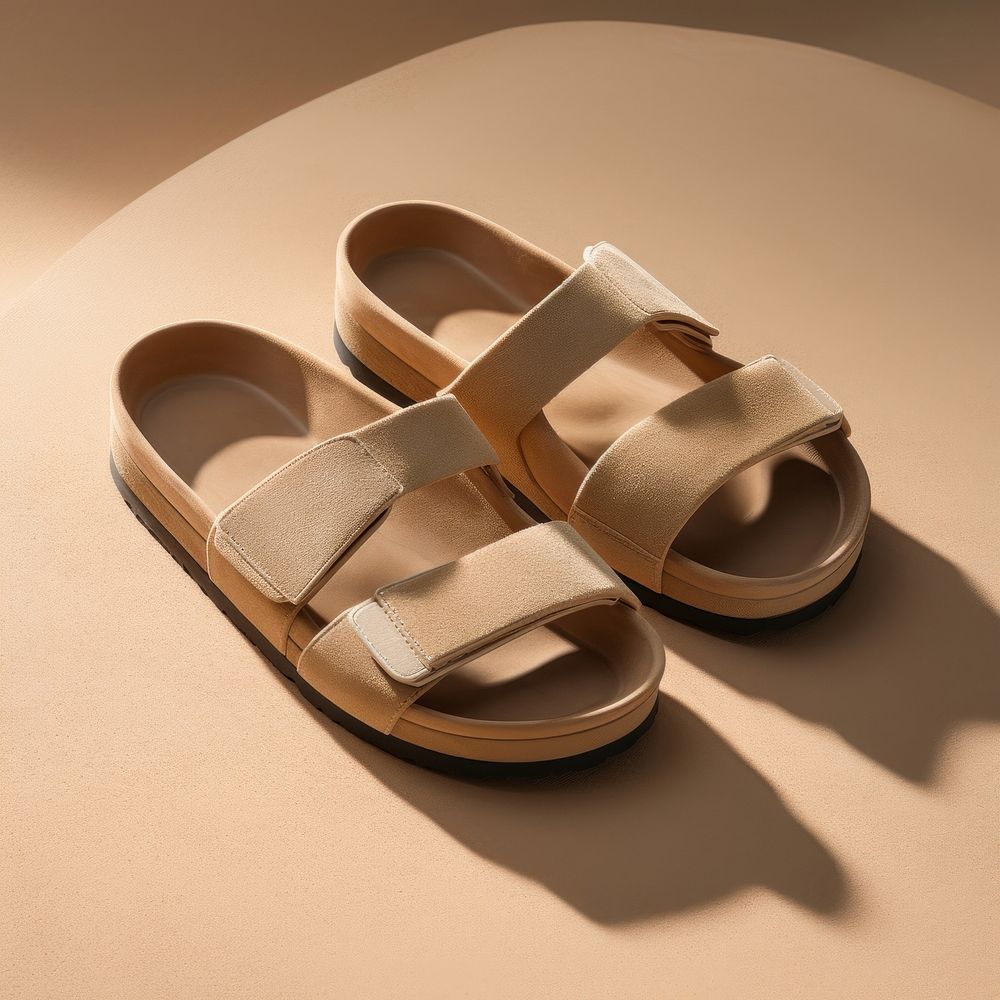 Slide sandals with a split suede leather finish footwear shoe flip-flops.