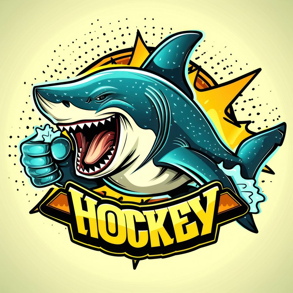 Shark logo hockey fish.