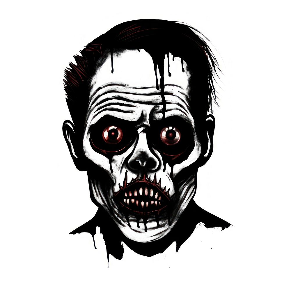 Horror and scary face halloween portrait drawing sketch.
