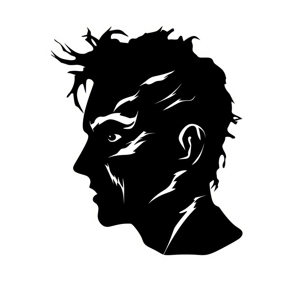 Horror and scary face halloween silhouette white background representation.