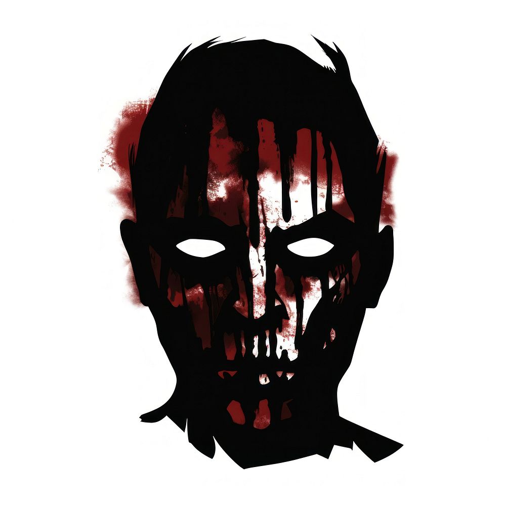 Horror and scary face halloween silhouette white background splattered.