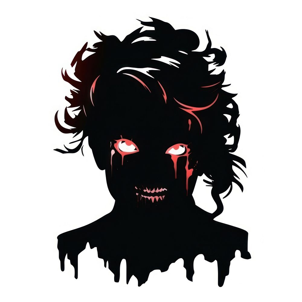 Horror and scary face halloween silhouette white background publication.