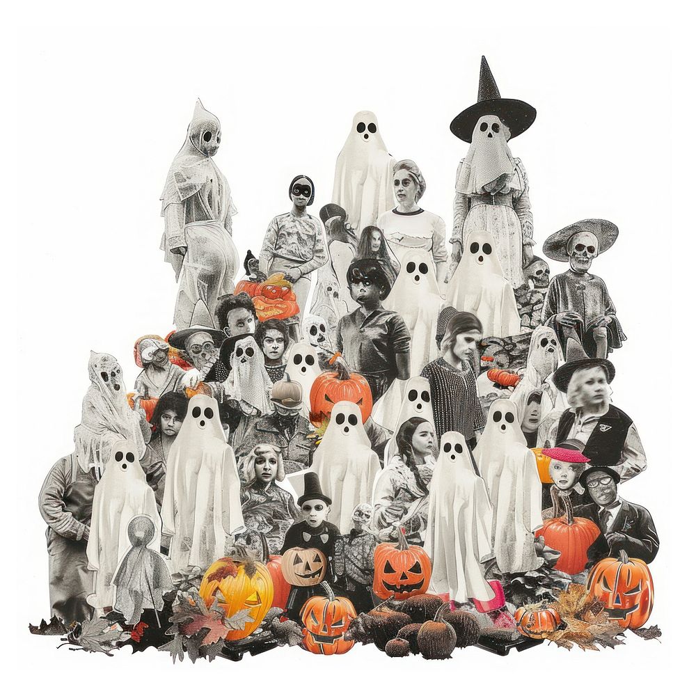 People Wearing Ghost Costumes halloween jack-o'-lantern representation.