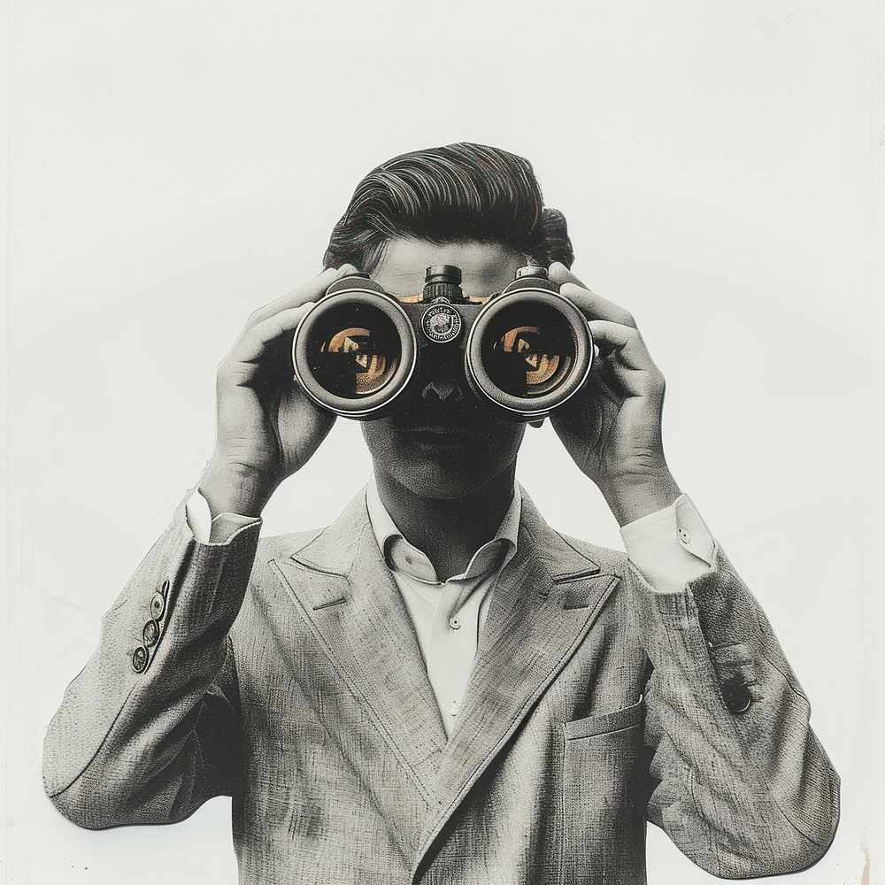 Man holding binoculars adult photo photographing.