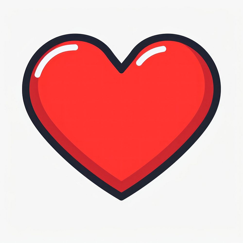Red heart shape icon cartoon symbol line.