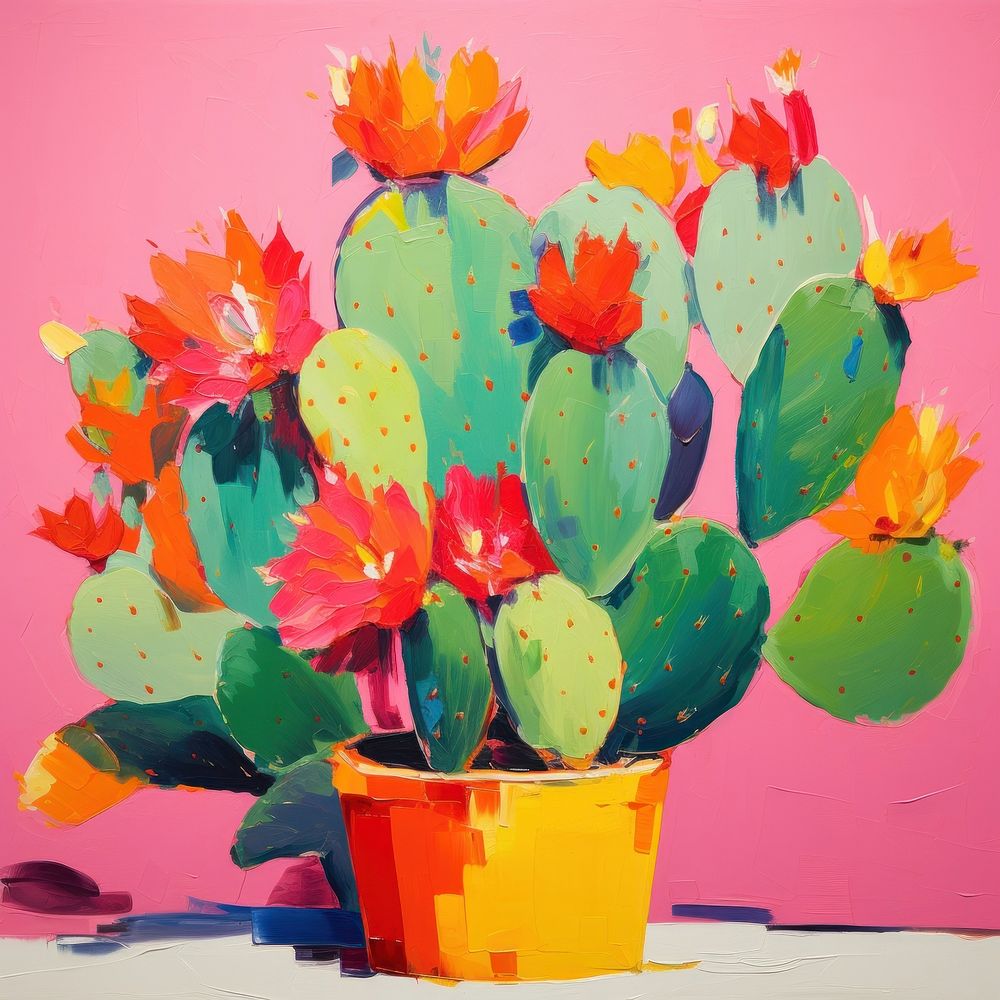 Cactus painting flower plant.