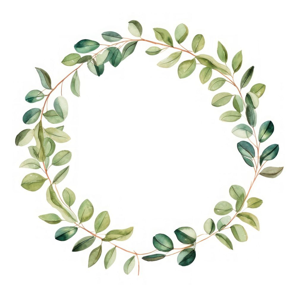 Coffee plant circle border wreath pattern leaf.