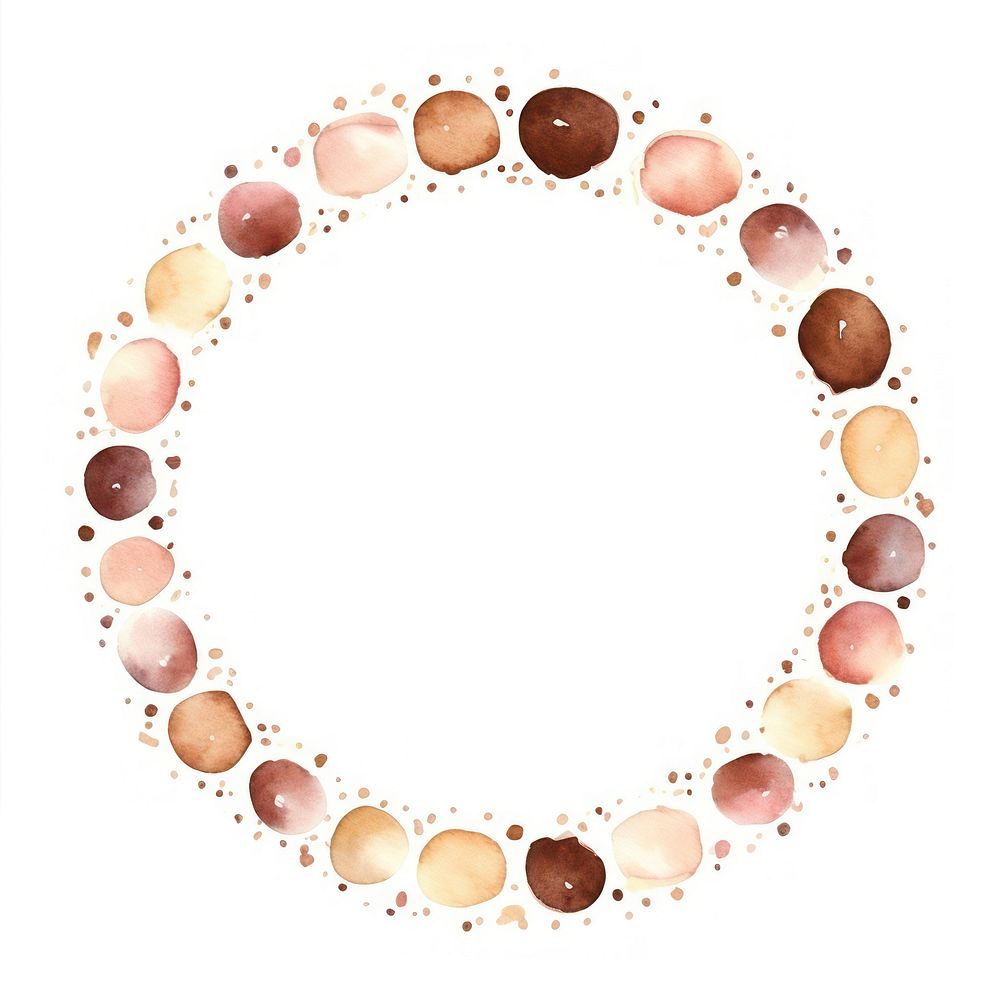 Chocolate circle border jewelry pattern white background.