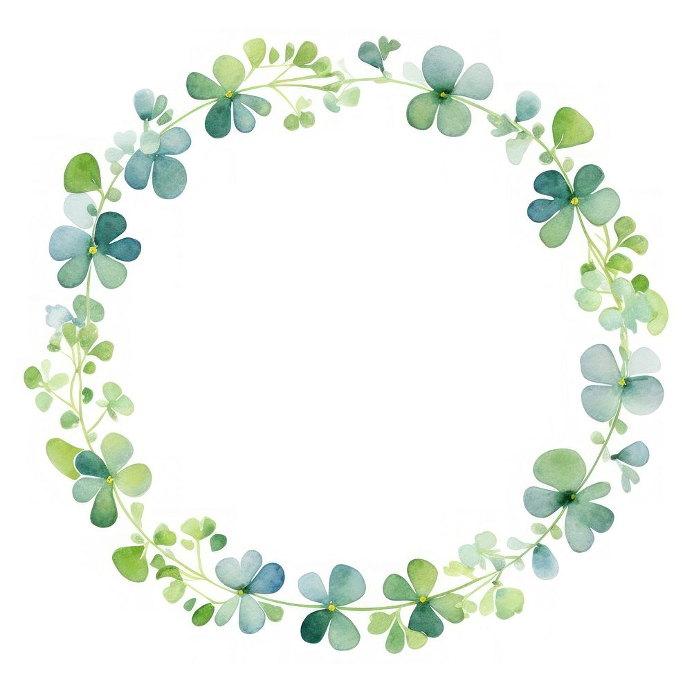 Clovers circle border pattern wreath green.