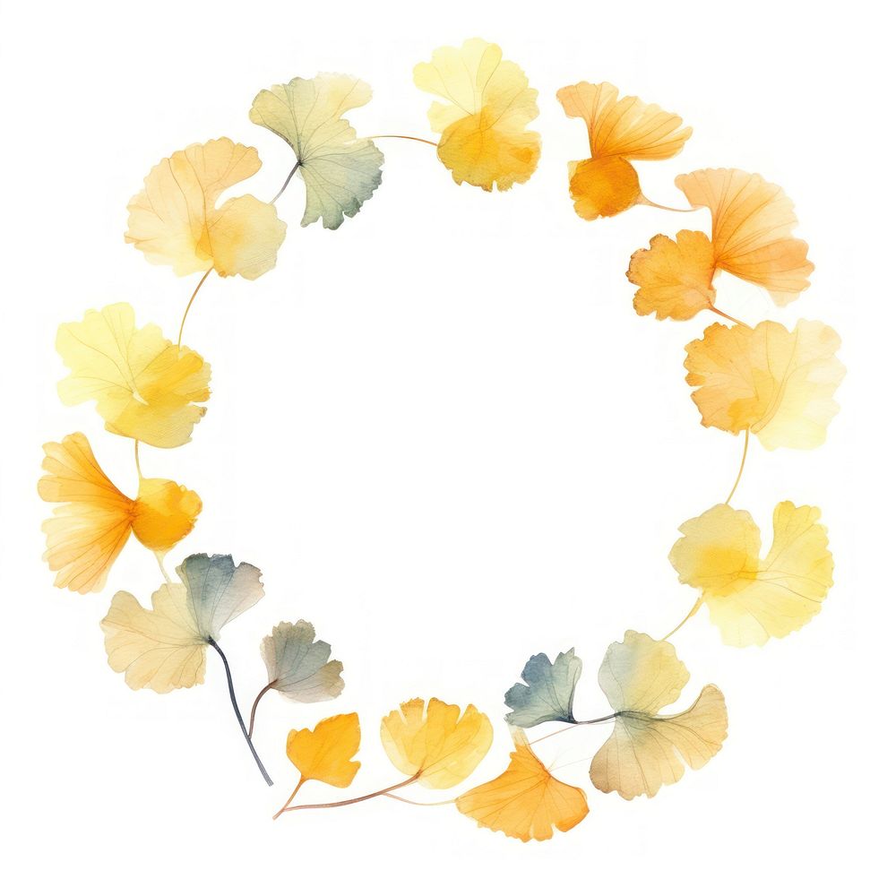 Ginkgo leaves circle border wreath plant petal.