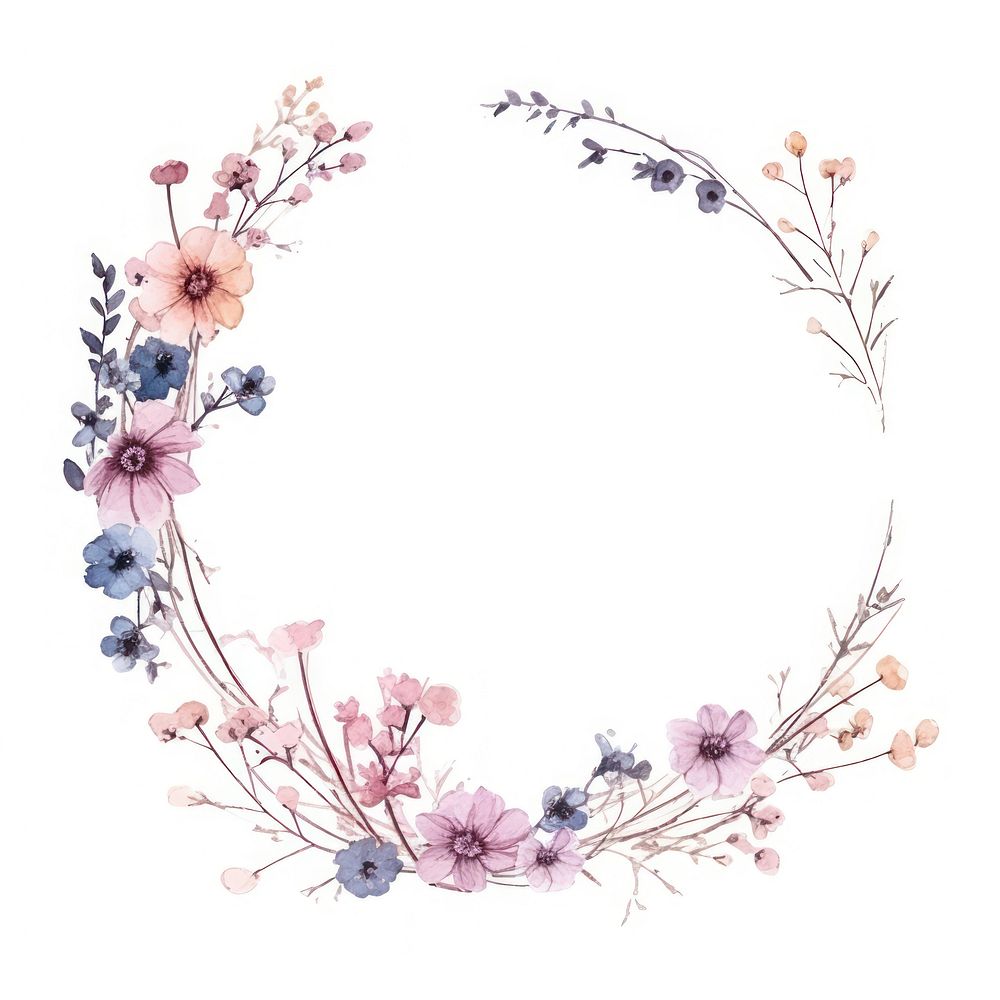 Dried flowers circle border pattern wreath plant.