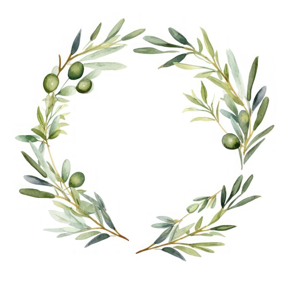 Olive branch circle border wreath plant food.