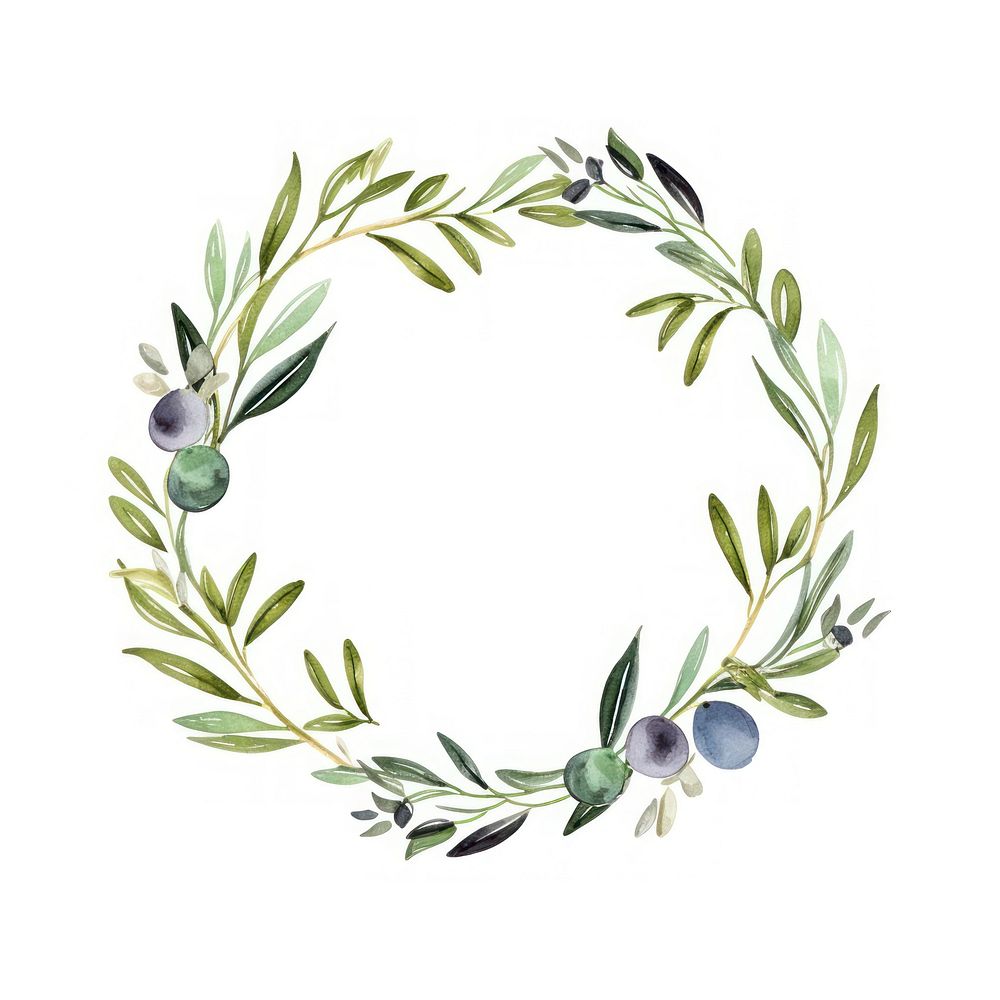 Olive branch circle border wreath plant leaf.
