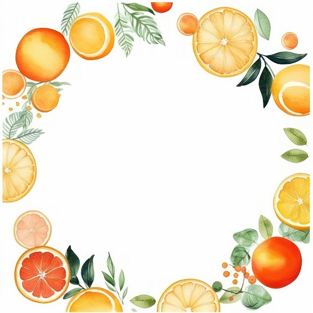 Orange fruits circle border backgrounds grapefruit lemon.
