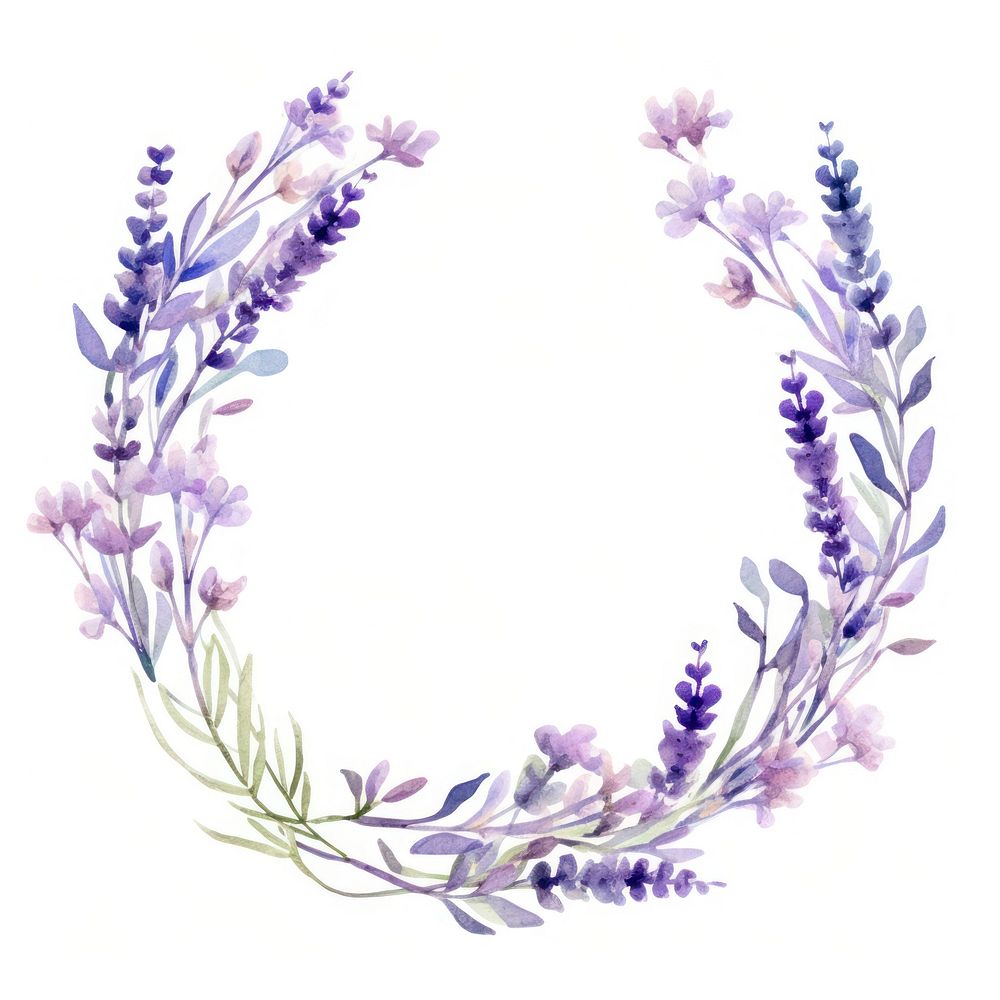 Lavender flowers circle border pattern purple wreath.