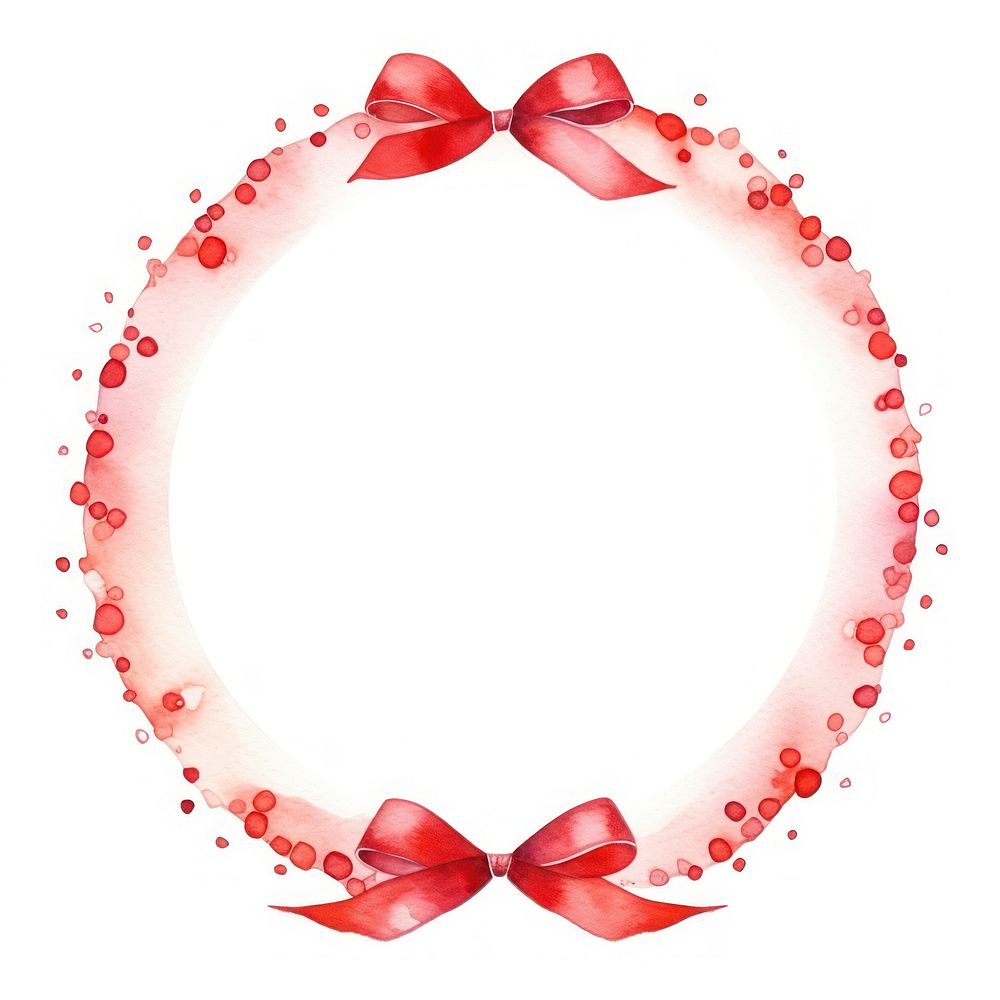 Red ribbons circle border petal white background celebration.