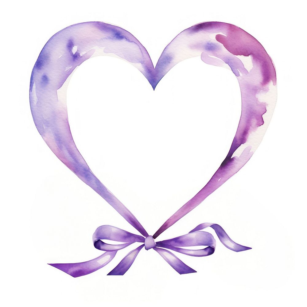 Ribbons heart shaped border purple pattern white background.