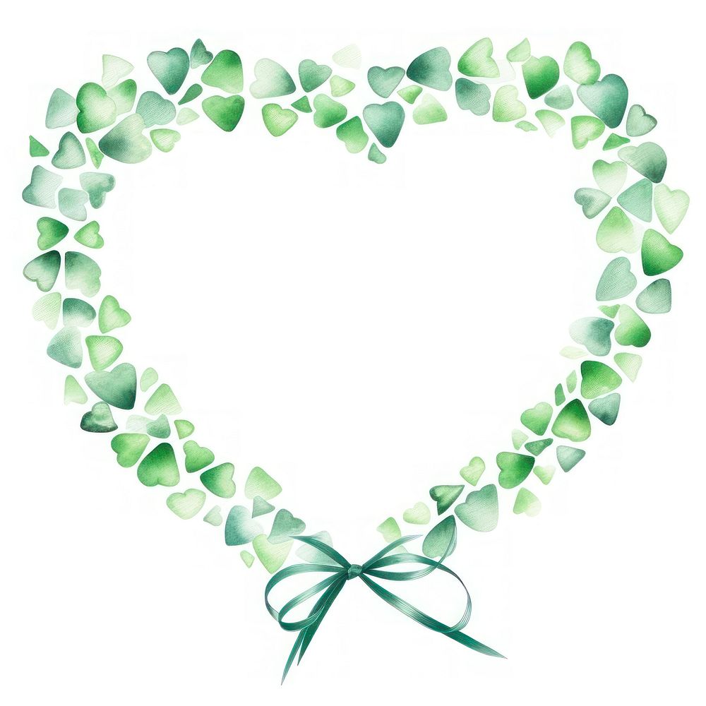 Ribbons heart shaped border pattern green plant.