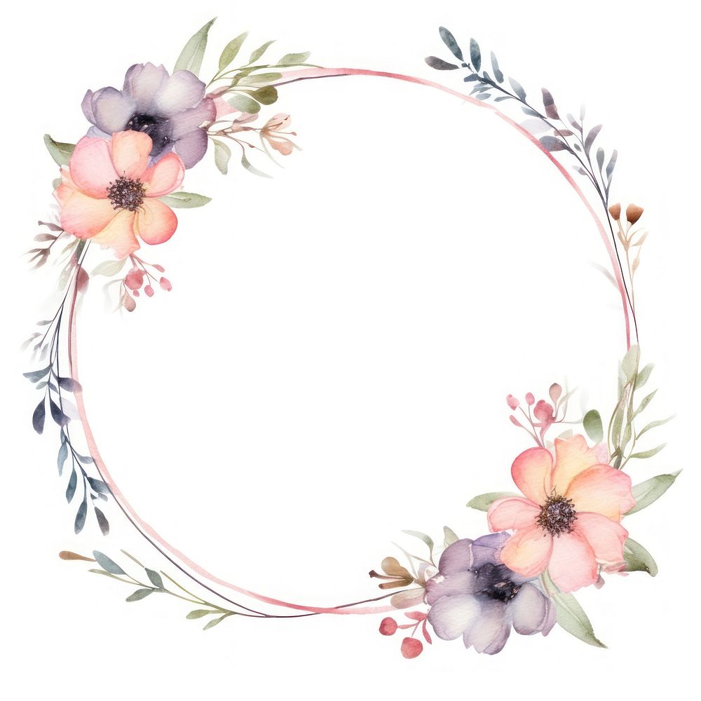 Flowes and ribbon circle border pattern wreath flower.