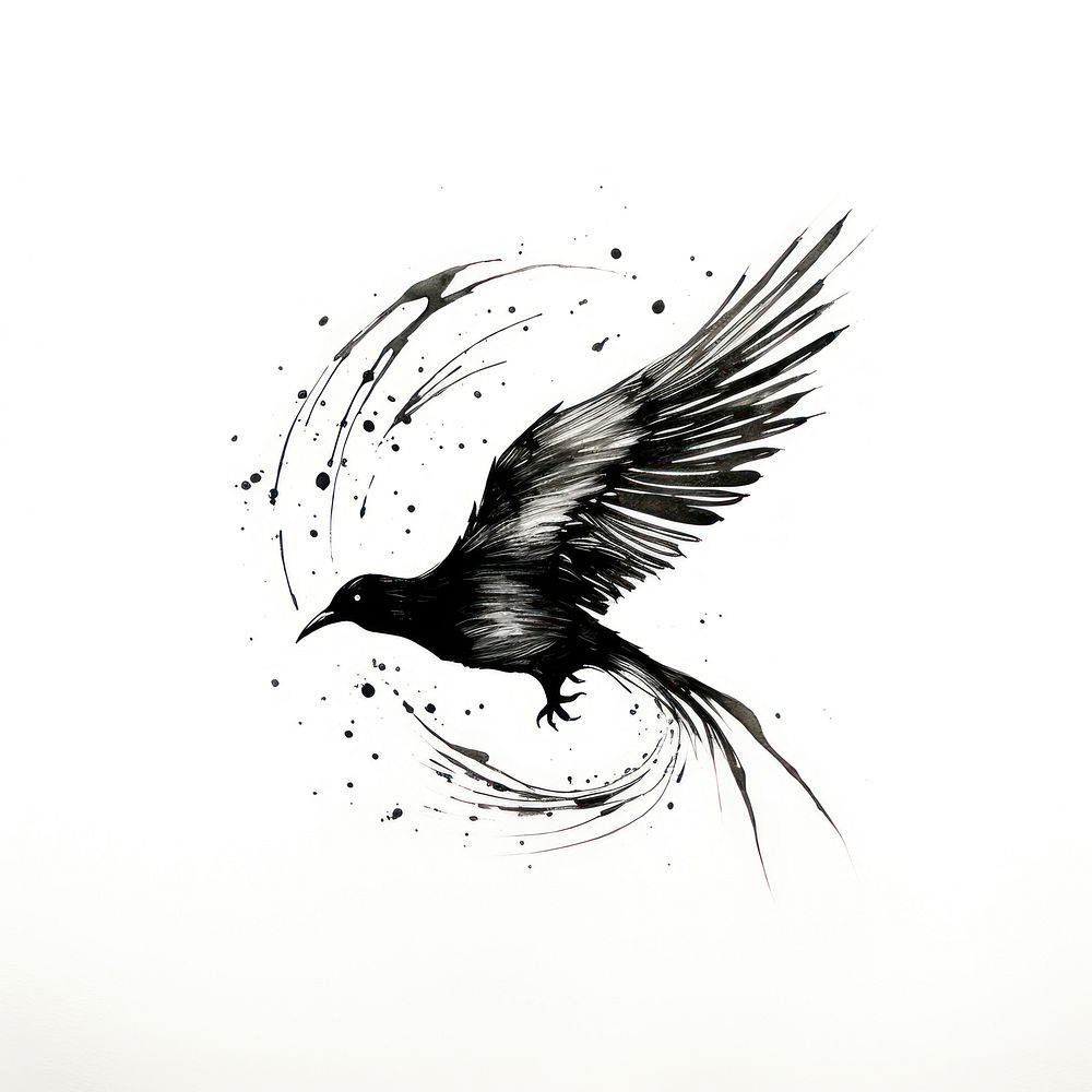 Celestial crow drawing animal sketch.