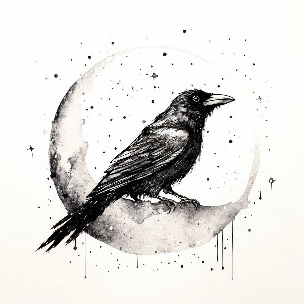 Celestial crow drawing animal bird.